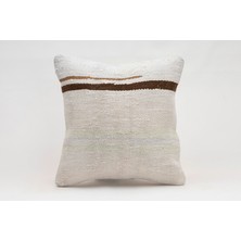 El Yapımı Kilimden Yapılmış Vintage Kırlent Kılıfı, Yün, 40X40 cm