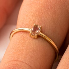 Fasek Gold Gümüş Yüzük - 0.30 Karat Zultanit Oval Taşlı 925 Ayar Gümüş Yüzük