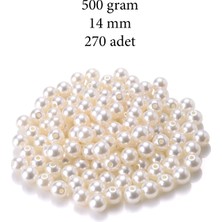 Royaleks 500 Gram 14MM Krem Renk Plastik İnci Boncuk Çanta ve Takı Yapım Boncuğu (~270 Adet)