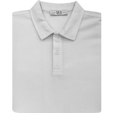 Süvari Bol Kesim Waffle Desenli Yumuşak Dokulu Çift Kat Yakalı Polo Yaka T-Shirt