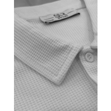 Süvari Bol Kesim Waffle Desenli Yumuşak Dokulu Çift Kat Yakalı Polo Yaka T-Shirt