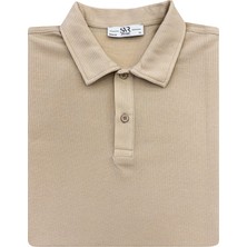 Süvari Bol Kesim Waffle Desenli Yumuşak Dokulu Çift Kat Yakalı Polo Yaka T-Shirt