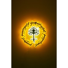 LED Işıklı Yüzüklerin Efendisi Duvar Dekoru (30X30 Cm) / Slope LED Serisi Amber - Beyaz