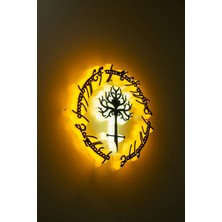 LED Işıklı Yüzüklerin Efendisi Duvar Dekoru (30X30 Cm) / Slope LED Serisi Amber - Beyaz