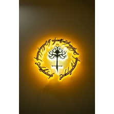 LED Işıklı Yüzüklerin Efendisi Duvar Dekoru (30X30 Cm) / Slope LED Serisi Amber - Beyaz