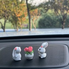 3'lü Mini Tavşan Araba Süsü Ayna Torpido Araç Süsü Aksesuar