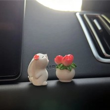 3'lü Mini Tavşan Araba Süsü Ayna Torpido Araç Süsü Aksesuar