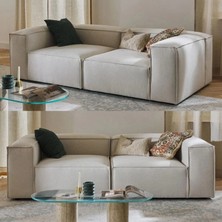Edsy Home Mira 2 Modüler Ikili Koltuk (Krem) Keten Kumaş