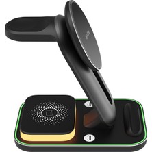 S-Link SW-CWF117 Siyah Ayarlanabilir Standlı 15W 3 'in 1 Magsafe Kablosuz Şarj Cihazı 