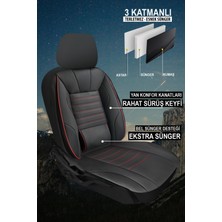 Stone Üniversal Deri Oto Koltuk Kılıfı - Bel Destekli -  5 Koltuk Tam Set