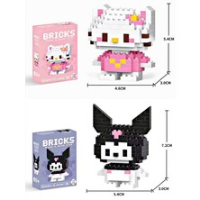 Bricks Hello Kitty ve Kuromi 2'li Figür LEGO 3D Puzzle Yap-Boz Hobi