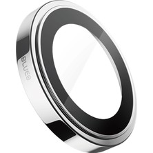 PVD iPhone 15 Pro Uyumlu Gri Silver Paslanmaz Çelik Çizik Işık Engelleyici Kamera Lens Koruyucu