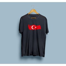 Oversize Türkiye Haritası ve Bayrağı Tasarım Unisex T-Shirt
