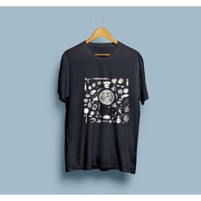 Oversize Pizza ve Malzeme Tasarım Unisex T-Shirt