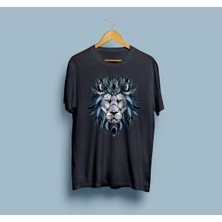Oversize Etnik Desenli Aslan Tasarım Unisex T-Shirt