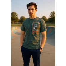 Erkek Fit Kesim Dijital Baskılı Pamuklu T-Shirt