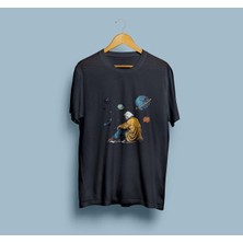 Oversize Astronomi / Gezegenler Tasarım Unisex T-Shirt