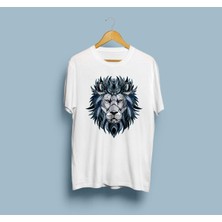 Oversize Etnik Desenli Aslan Tasarım Unisex T-Shirt