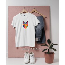 Oversize Abstract Geometric Colorful Wolf Art Tasarımlı Unisex T-Shirt