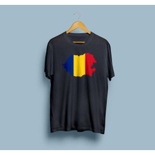 Oversize Romania / Romanya Bayrağı ve Haritası Tasarım Unisex T-Shirt