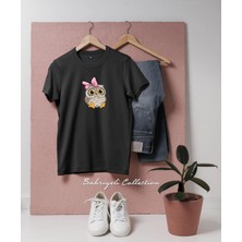 Oversize Owl Cartoon Illustration Baykuş Tasarımlı Unisex T-Shirt