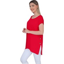 Cap Sleeve Dekoratif Yandan Düğme Detaylı Bluz