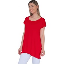 Cap Sleeve Dekoratif Yandan Düğme Detaylı Bluz