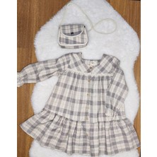 Kız Çocuk Keten Elbise Çanta Hediyeli 2'li Takım