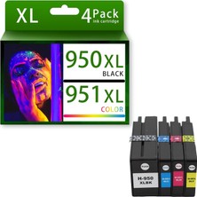 HP Officejet Pro 8630 (A7F66) E-Aio Yazıcı Uyumlu 950XL /951XL Çipli 4 Renk Kartuş Seti