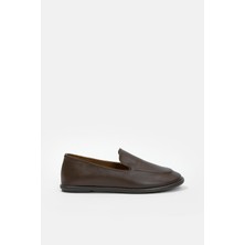 Moose Kahve Hakiki Deri Kadın Loafer