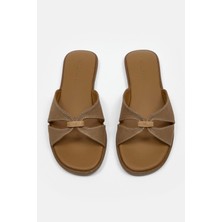 Marbelys Taba Keten Hakiki Deri Kadın Terlik