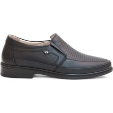 2184-LUISFIGO Hakiki Deri Üst Kalite Ultra Hafif Anatomik Tabanlı Erkek Günlük Klasik Ayakkabı - NKT02184-SIYAH-43