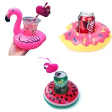 Donut Karpuz Flamingo 3lü Şişme Havuz Deniz Bardak Tutucu Float Bar Set
