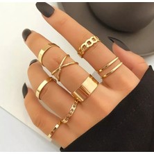 10’lu Trend Yüzük Paketi Kadın Gold - Lisinya
