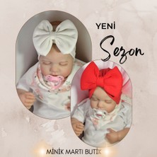 En Konforlu Bone ve Bandana Seti, 0-2 Yaş Kız Bebekler Için %100 Yerli Üretim Fiyonk Bone ve Bandana  Seti