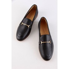 Nilufarr Livia Siyah Hakiki Deri Kadın Loafer