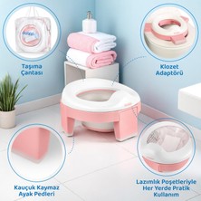 Guqqo Lazımlık, Portatif Katlanabilir Taşınabilir Seyahat Çocuk Tuvaleti, Klozet Adaptörü, Pembe