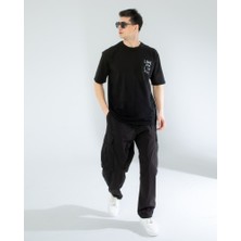Oversıze Unisex Baskılı T-Shırt Fly Black