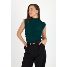 Zümrüt Kolsuz Büzgülü Sandy Bluz 2430