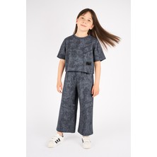 Kız Çocuk Oversıze Taytlı Kısa Kol Pamuk Takım