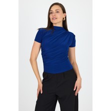 Saks Kısa Kol Büzgülü Sandy Bluz 2417