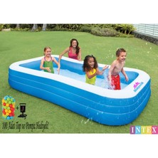 Serenity Haven Şişme Dikdörtgen Aile Havuzu Oyun Seti 305X183X56 cm