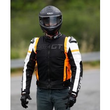 Forte Gt Titan Mavi Lacivert, Hörgüçlü Koruma Deri Tekstil 4 Mevsim Motosiklet Ceket Mont