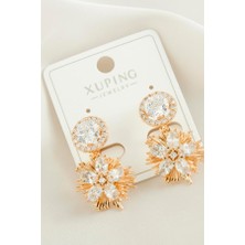 Xuping Çiçek Zirkon Taşlı Lüks Çelik Küpe