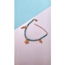 Deniz Temalı Mavi Taşlı Çelik Bileklik