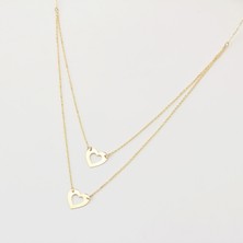 Glorria Altın Çift Kalp Kolye