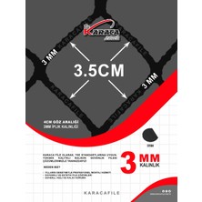 Kedi Balkon Güvenlik Filesi – 1.5 M Yükseklik | Metreyle Kesim | 3 mm Ip, 3.5x3.5 cm Göz Aralığı + Montaj Aparatları (Siyah)