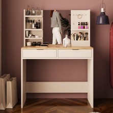 Bimossa A5060 Diena Takı Askılı Raflı Makyaj Masası Aynalı Sepet & Kumtaşı