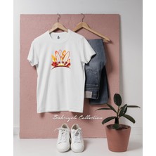 Bahriyeli Collection Oversize Surfing Boards Orange With Flowers Tasarımlı T-Shirt