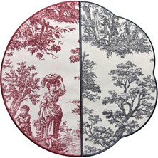 Toile De Jouy Seletti  2'li Amerikan Servis Kırmızı - Antrasit